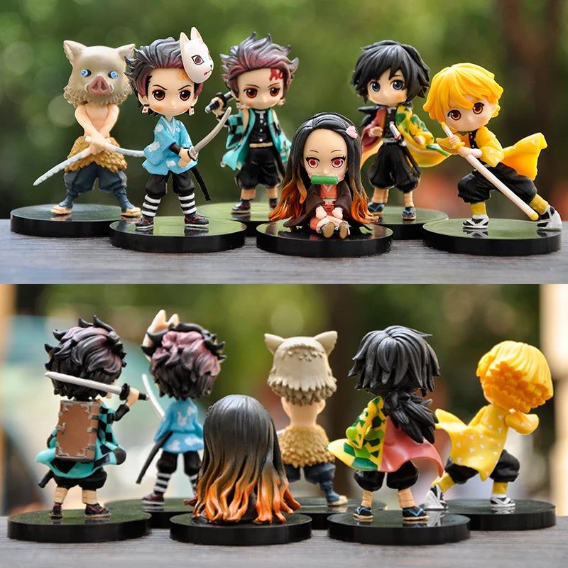 Anime 6pcs Demon Slayer Figure 7cm Kimetsu No Yaiba Figure Q Posket Kamado Tanjirou Kamado Nezuko Agatsuma Figure Toys