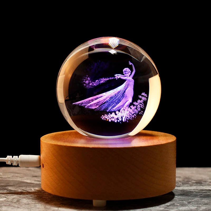 8cm 3.15inch Frozen Elsa Princess Anime Movie Figures Model Decorations Crystal Ball Home Decoration X'mas Gifts Children's Toys