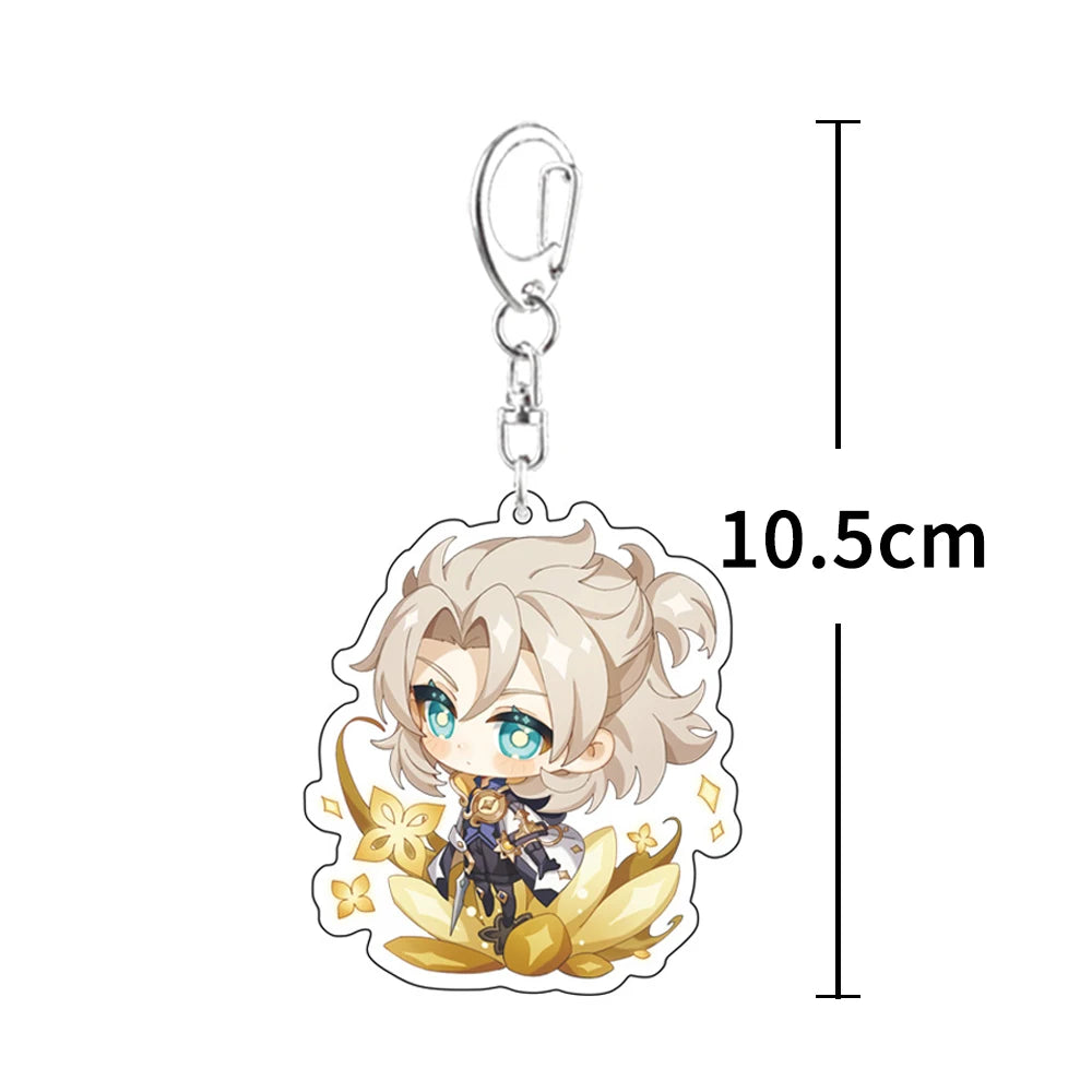 Anime Impact Cosplay Chibi Hutao Xiao Ganyu Keychain Venti Albedo Cute Character Car Pendant Fans Collection Props