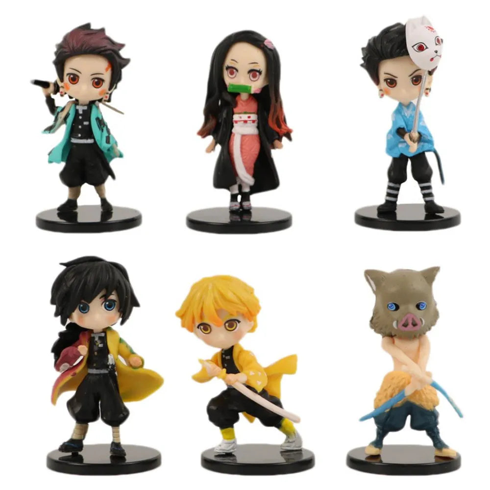 Anime 6pcs Demon Slayer Figure 7cm Kimetsu No Yaiba Figure Q Posket Kamado Tanjirou Kamado Nezuko Agatsuma Figure Toys