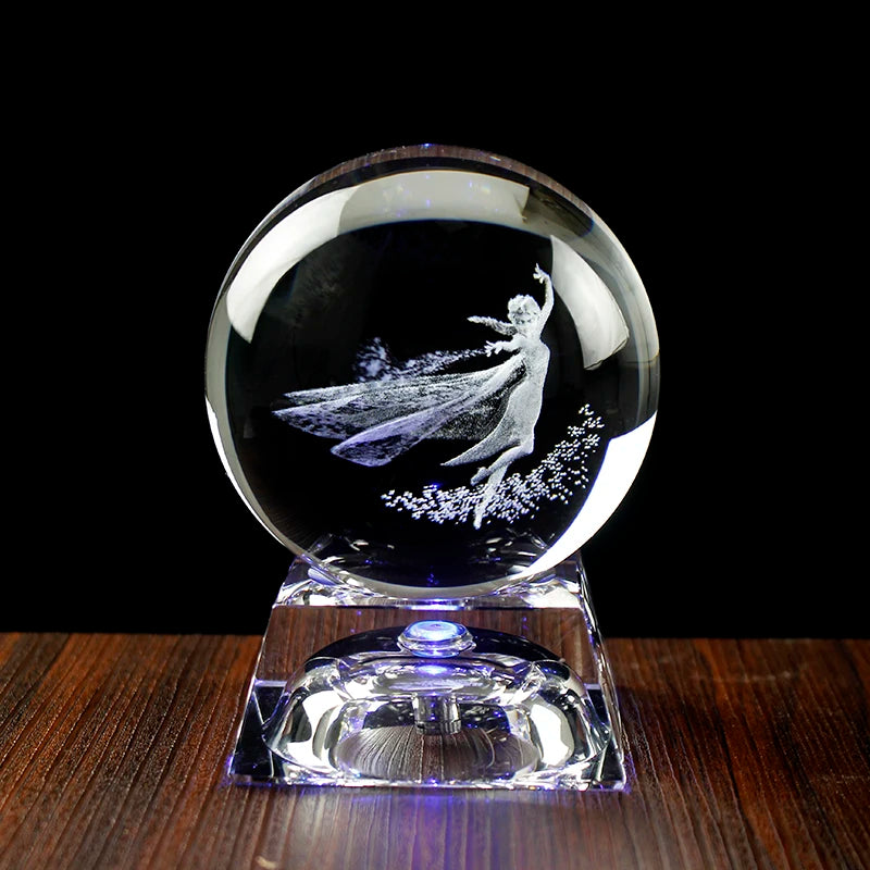 8cm 3.15inch Frozen Elsa Princess Anime Movie Figures Model Decorations Crystal Ball Home Decoration X'mas Gifts Children's Toys