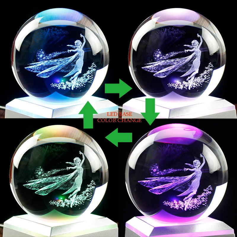 8cm 3.15inch Frozen Elsa Princess Anime Movie Figures Model Decorations Crystal Ball Home Decoration X'mas Gifts Children's Toys