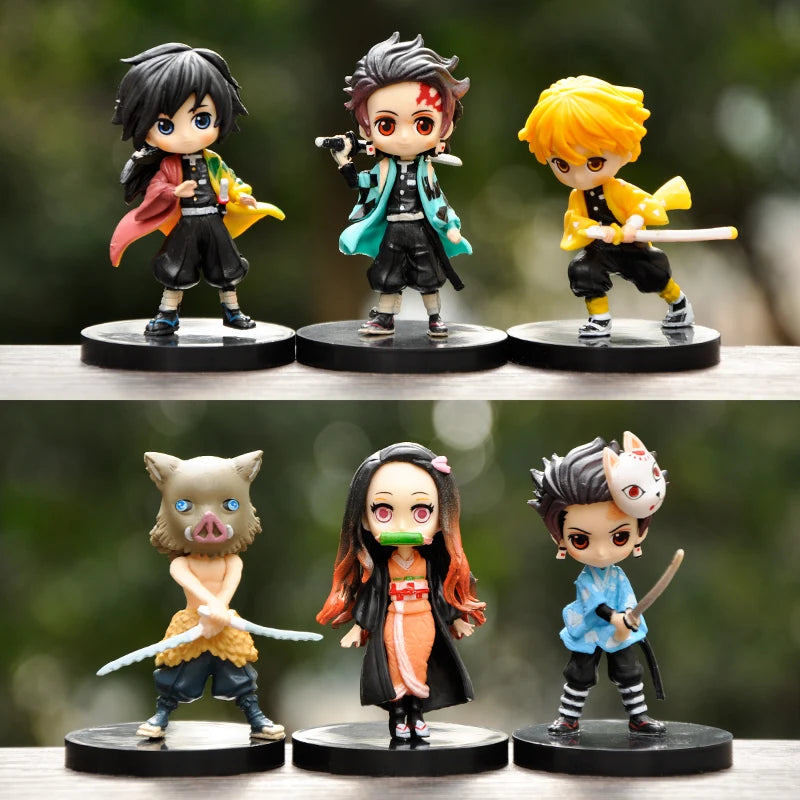 Anime 6pcs Demon Slayer Figure 7cm Kimetsu No Yaiba Figure Q Posket Kamado Tanjirou Kamado Nezuko Agatsuma Figure Toys