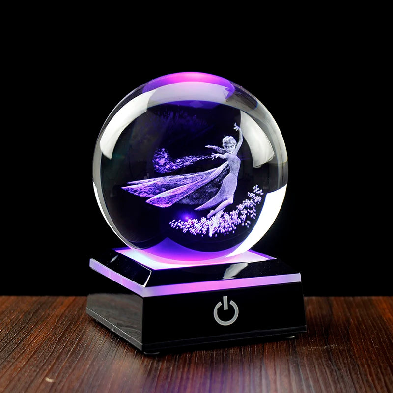 8cm 3.15inch Frozen Elsa Princess Anime Movie Figures Model Decorations Crystal Ball Home Decoration X'mas Gifts Children's Toys