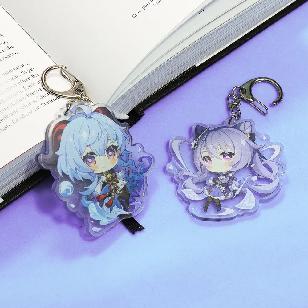 Anime Impact Cosplay Chibi Hutao Xiao Ganyu Keychain Venti Albedo Cute Character Car Pendant Fans Collection Props