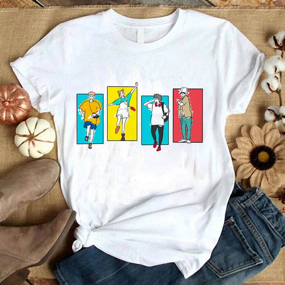 Funny Anime Characters Friends T Shirt Manga Japanese Anime Aesthetic Cotton Tees