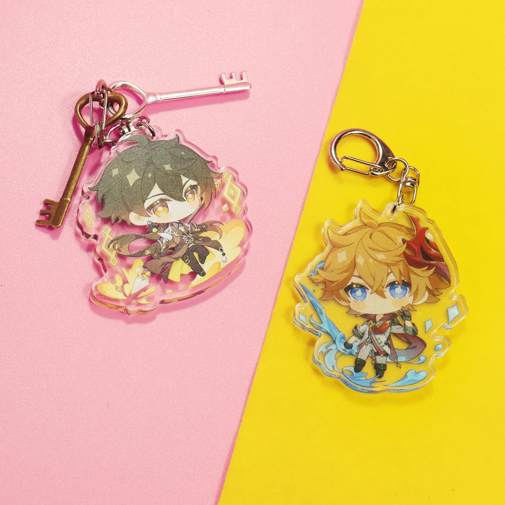 Anime Impact Cosplay Chibi Hutao Xiao Ganyu Keychain Venti Albedo Cute Character Car Pendant Fans Collection Props