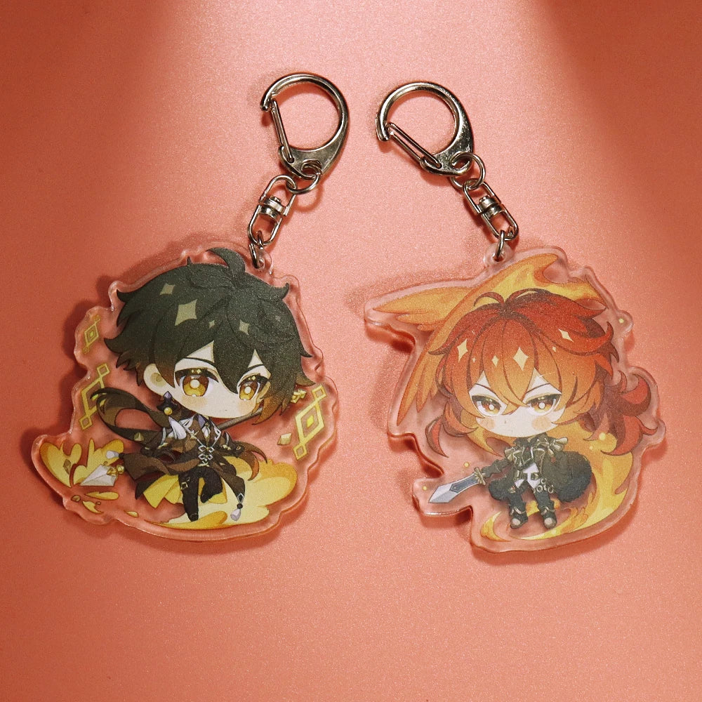Anime Impact Cosplay Chibi Hutao Xiao Ganyu Keychain Venti Albedo Cute Character Car Pendant Fans Collection Props
