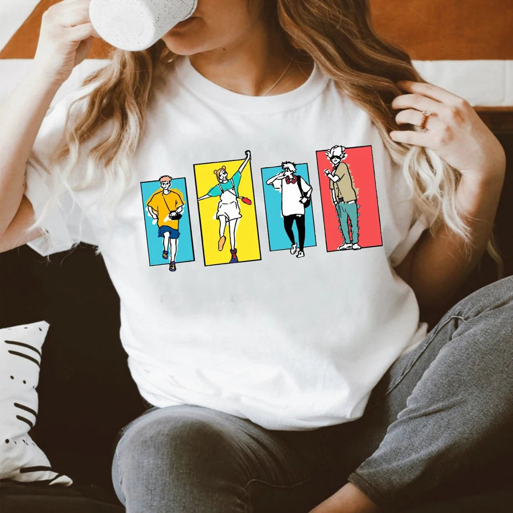 Funny Anime Characters Friends T Shirt Manga Japanese Anime Aesthetic Cotton Tees