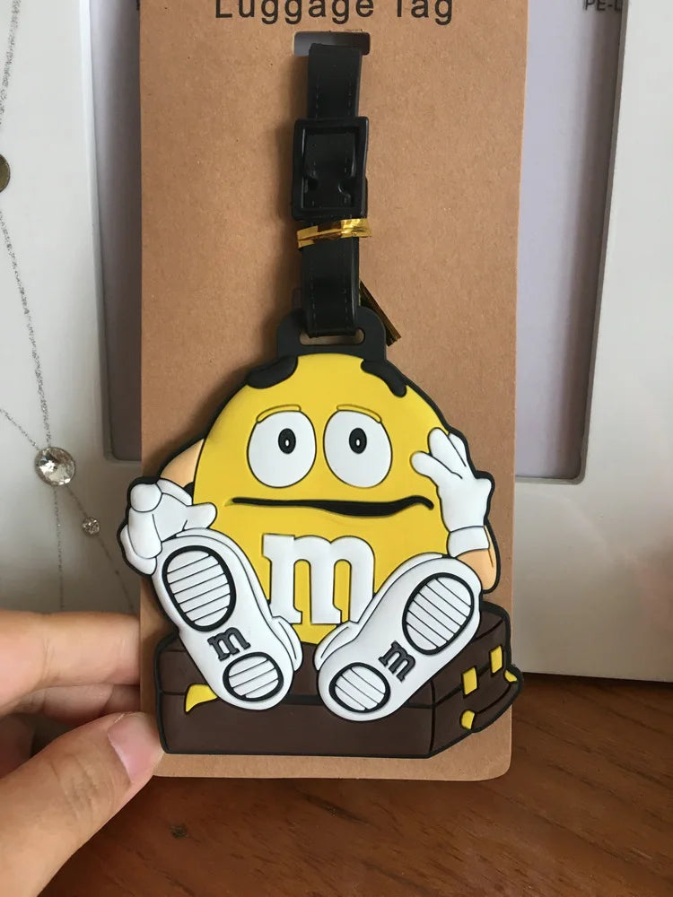 Chocolate Bean Luggage Tag PVC Pendants Portable Travel Label Suitcase ID Address Holder tags anime new Unisex Tags