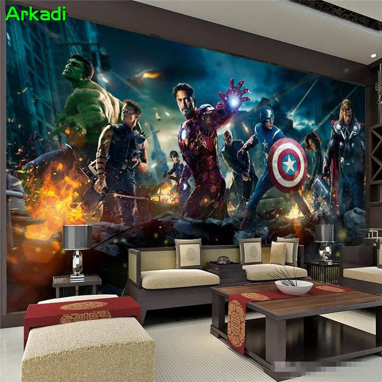 Children's Room Bedroom Wallpaper Modern Living Room TV Background Bar Mural Avenger League Anime Character Any Size