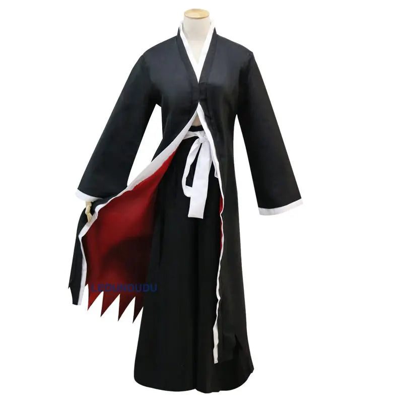 Anime Kurosaki Ichigo Bankai Cloak Black White Robes Pants Uniforms Cosplay Costumes for Halloween Carnival Party