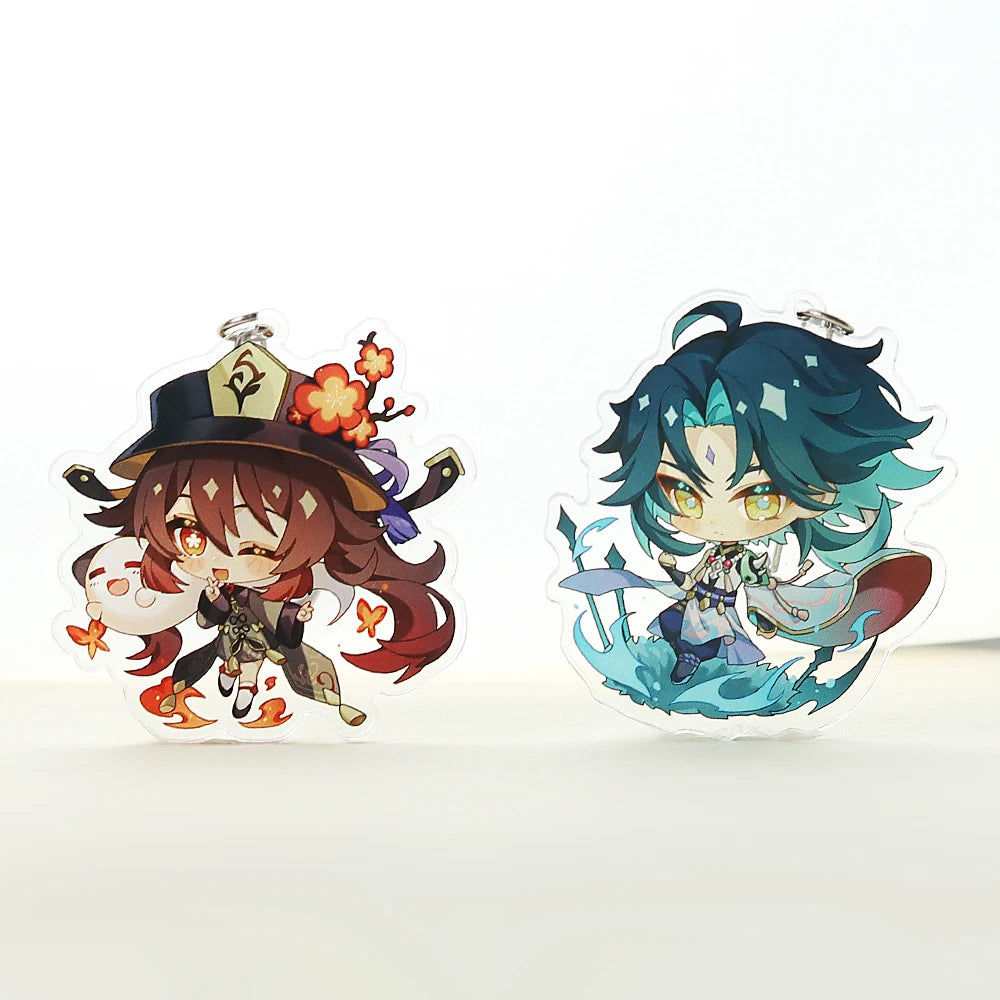 Anime Impact Cosplay Chibi Hutao Xiao Ganyu Keychain Venti Albedo Cute Character Car Pendant Fans Collection Props