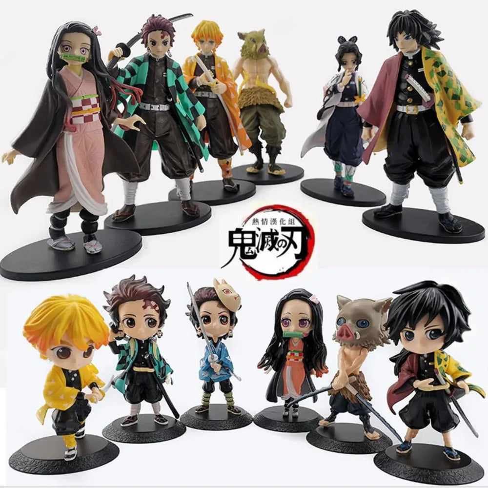 Anime 6pcs Demon Slayer Figure 7cm Kimetsu No Yaiba Figure Q Posket Kamado Tanjirou Kamado Nezuko Agatsuma Figure Toys