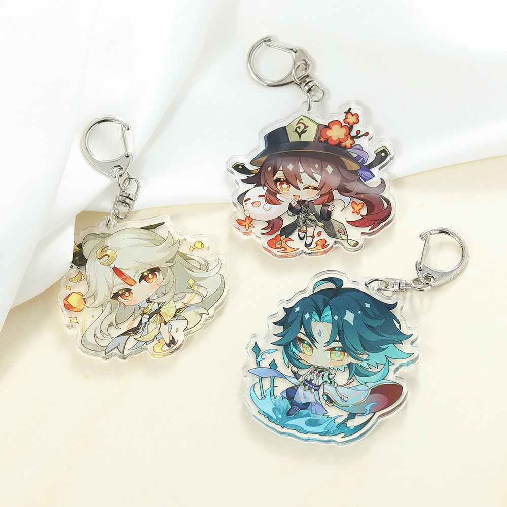 Anime Impact Cosplay Chibi Hutao Xiao Ganyu Keychain Venti Albedo Cute Character Car Pendant Fans Collection Props