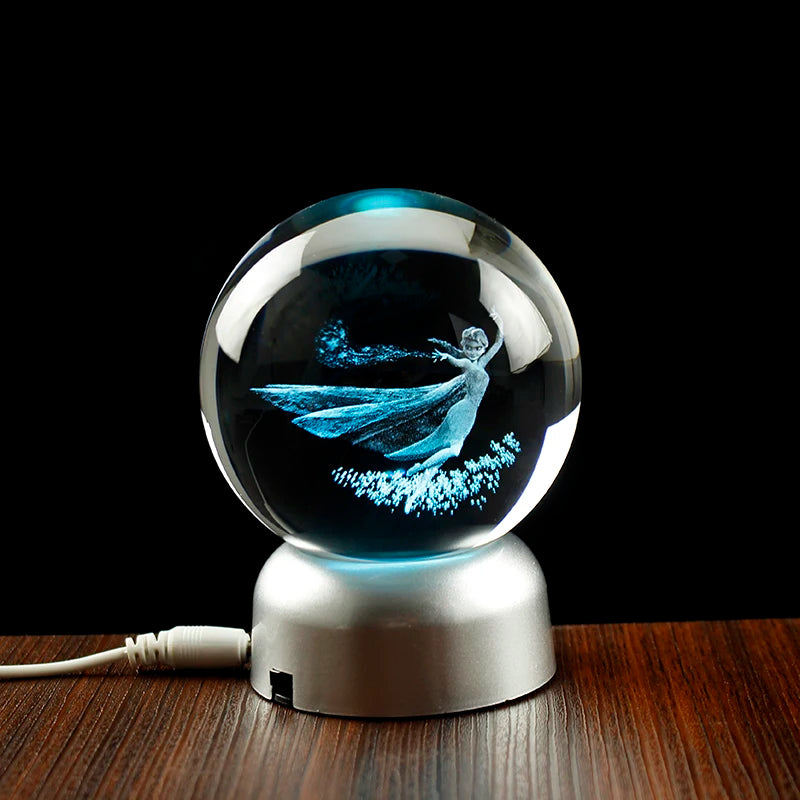 8cm 3.15inch Frozen Elsa Princess Anime Movie Figures Model Decorations Crystal Ball Home Decoration X'mas Gifts Children's Toys
