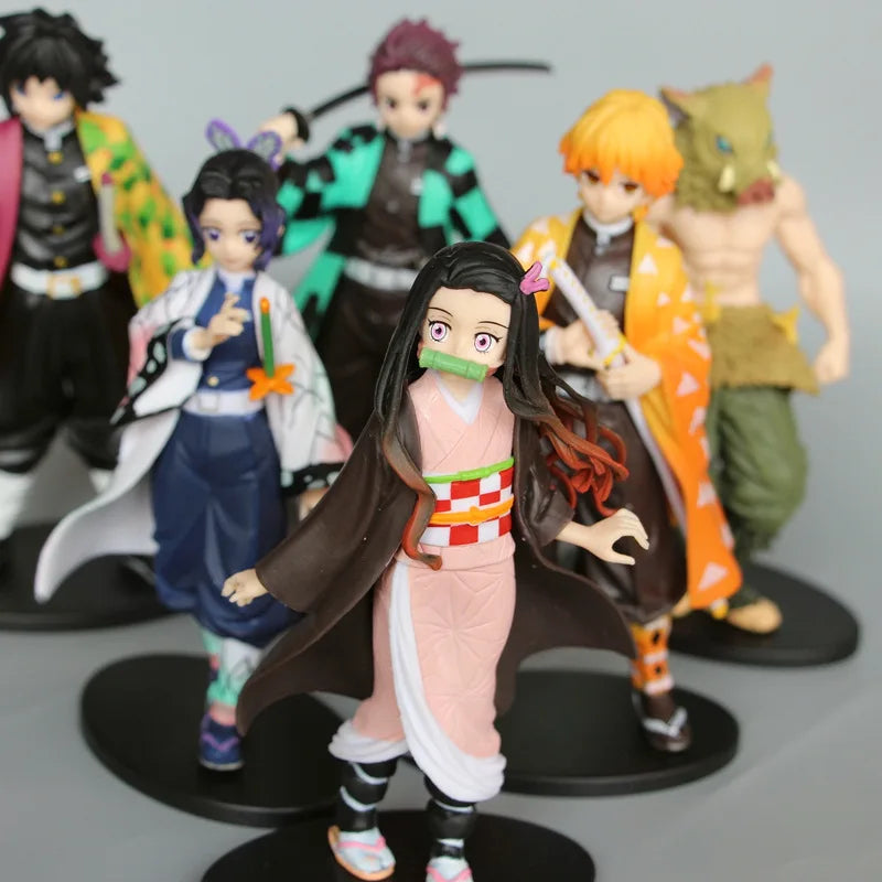 Anime 6pcs Demon Slayer Figure 7cm Kimetsu No Yaiba Figure Q Posket Kamado Tanjirou Kamado Nezuko Agatsuma Figure Toys