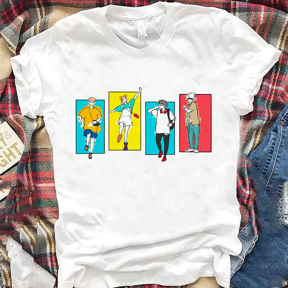 Funny Anime Characters Friends T Shirt Manga Japanese Anime Aesthetic Cotton Tees