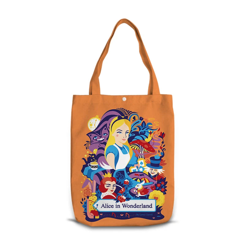 Disney Alice in Wonderland M0041 Anime Shoulder Bags Cartoon Customized Shopping Bag Casual Tote Storage Handbag Gift