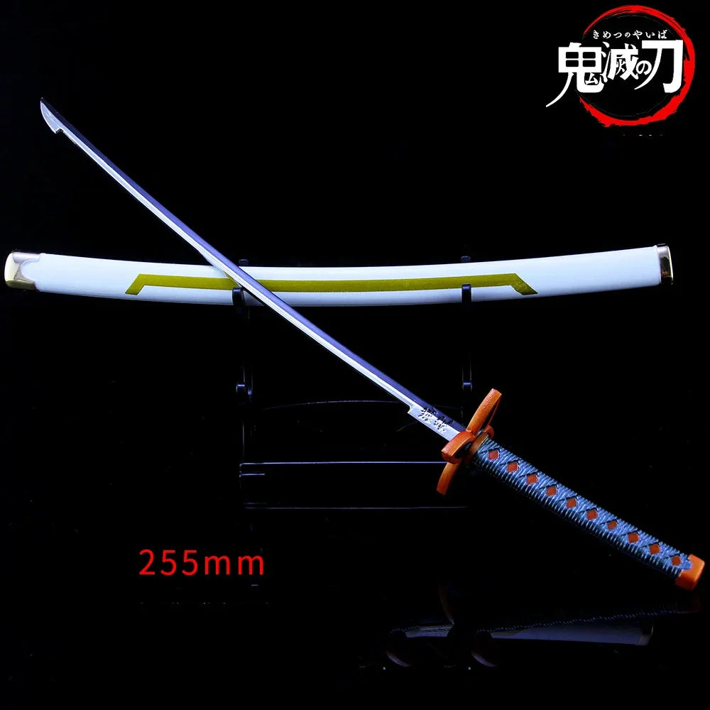 Demon Slayer Sword 25cm Agatsuma Zenitsu Nichirin Blade Alloy Katana Sword Japanese Anime Weapon Model Gift Toys for Children