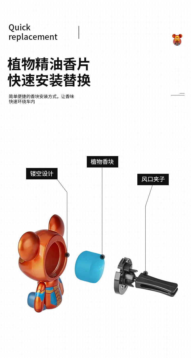 Disney Anime Marvel Movie Figure Iron Man Captain America Model Car Air Freshener Ornament Auto Vent Perfume Decor Accessories