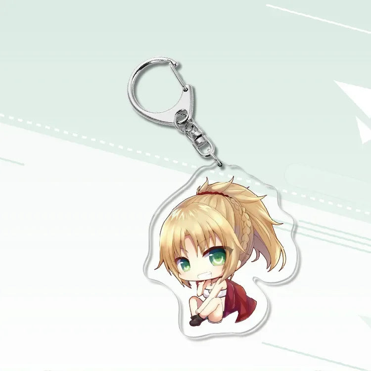 Fate Keychain Man Key Chain Acrylic Women Key Holder Couples Keyring Anime Key Ring Cartoon Pendant Funny Brelok Grand Order