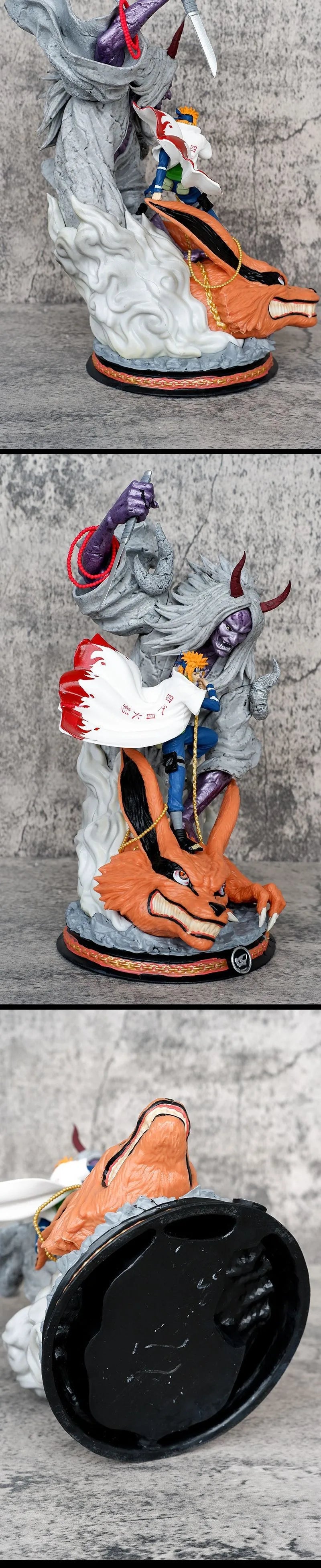 Naruto 28cm 4th Hokage Namikaze Minato Figure Sikifuujin Kurama Fight Model Doll Anime Ornaments Toys Collect Gifts