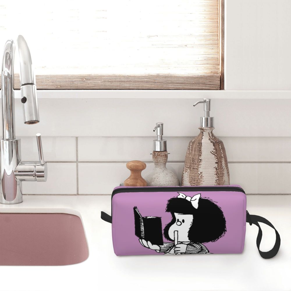 Custom Mafalda Balloon Heart Makeup Bag Women Travel Cosmetic Organizer Quino Manga Cartoon Storage Toiletry Bags Dopp Kit Case