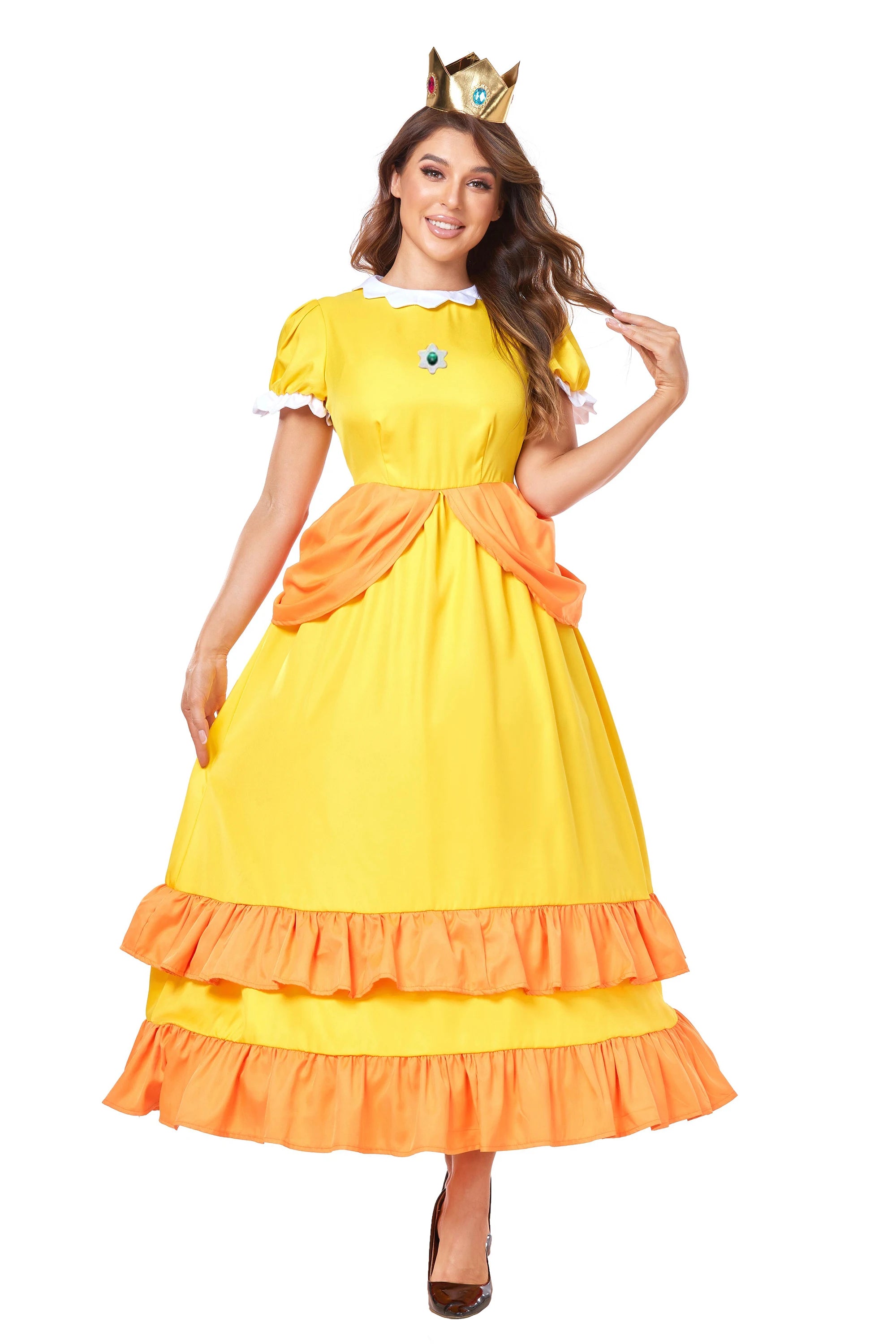 Daddy Princess Peach Cosplay Costume Peach Pink Dress Adult Rosalina Blue Dress Crown Suit Women Halloween Anime Cosplay Costume