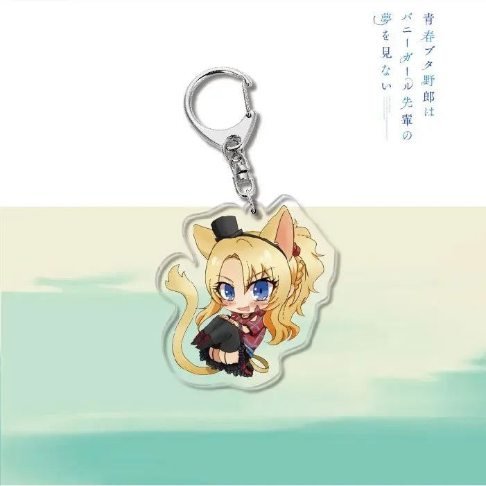 Anime Rascal Does Not Dream of Bunny Girl Keychain Cartoon Figure Senpai Sakurajima Mai Acrylic Pendant Keyring