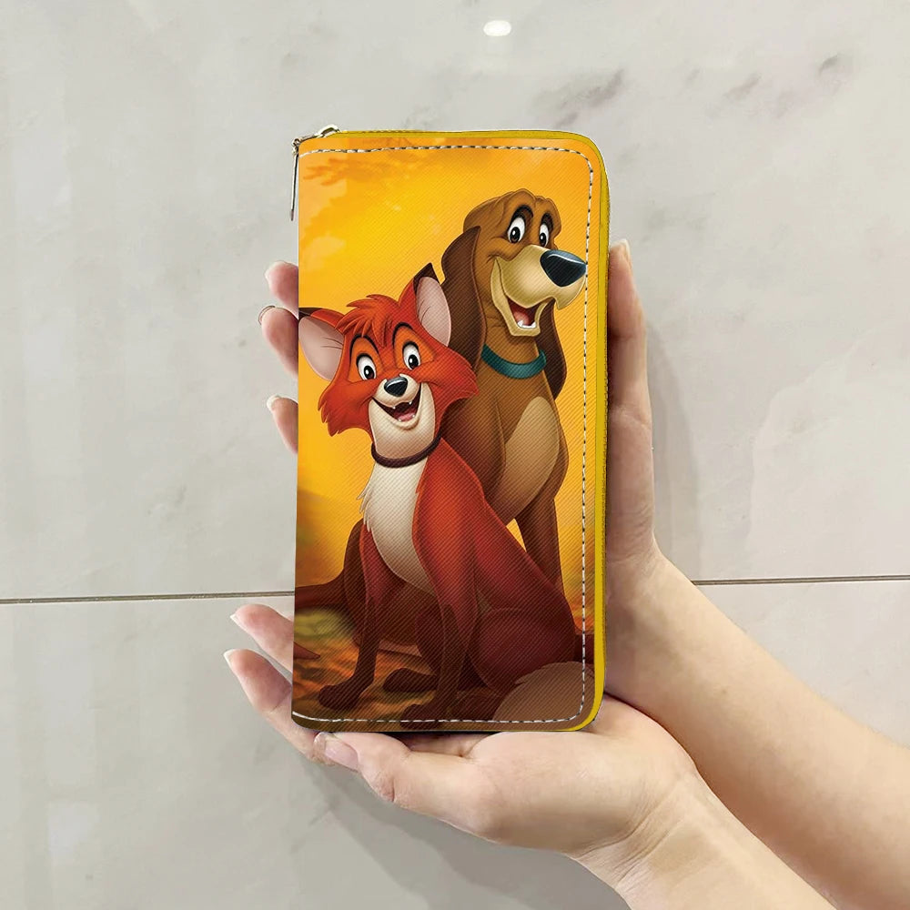 Disney Fox and Hound Tod & Copper Anime Briefcases Wallet Cartoon Zipper Coin Bag Casual Purses Card Storage Handbag Gift