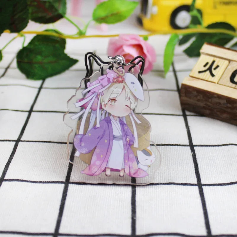 Cute Japanese Anime Natsume Yuujinchou Cat Teacher Badge Acrylic keychains key ring Natsume's Book of Friends Kids Toys