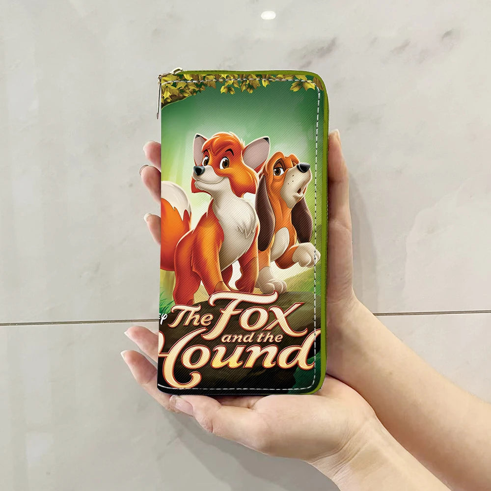 Disney Fox and Hound Tod & Copper Anime Briefcases Wallet Cartoon Zipper Coin Bag Casual Purses Card Storage Handbag Gift