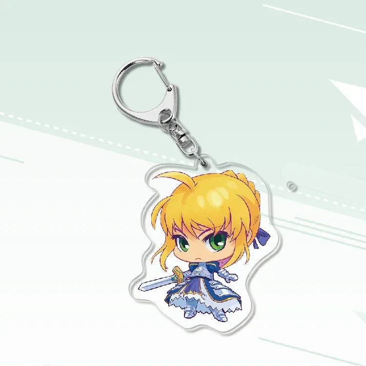 Fate Keychain Man Key Chain Acrylic Women Key Holder Couples Keyring Anime Key Ring Cartoon Pendant Funny Brelok Grand Order