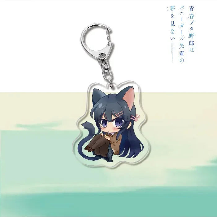 Anime Rascal Does Not Dream of Bunny Girl Keychain Cartoon Figure Senpai Sakurajima Mai Acrylic Pendant Keyring