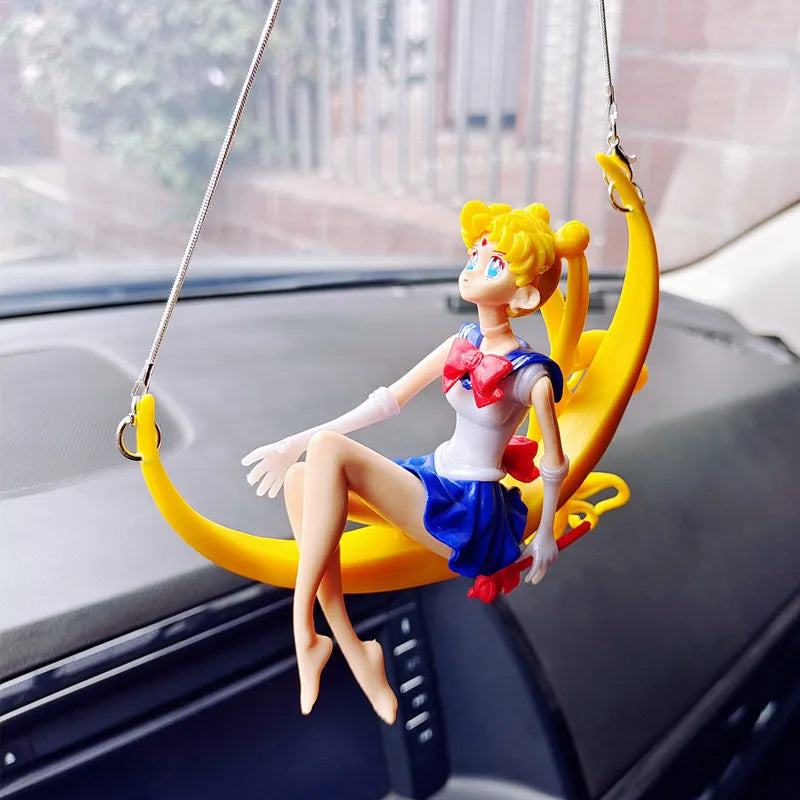 Car Pendant Cute Anime Swing Sailor Moon Hanging Auto Interior Rearview Mirror Beautiful girl Decoration Accessories Girls Gifts