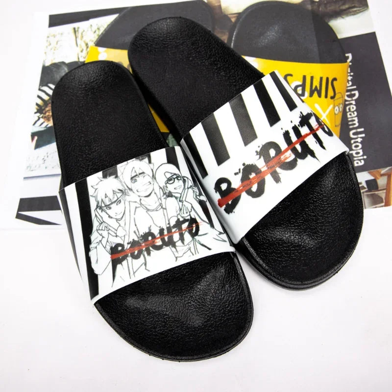 Naruto anime cartoon household slippers Sasuke Naruto Itachi Kakashi men women outdoor secondary yuan anime cartoon slippers