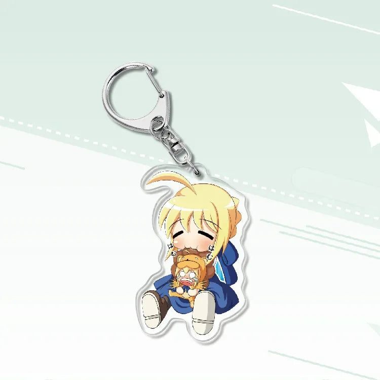 Fate Keychain Man Key Chain Acrylic Women Key Holder Couples Keyring Anime Key Ring Cartoon Pendant Funny Brelok Grand Order