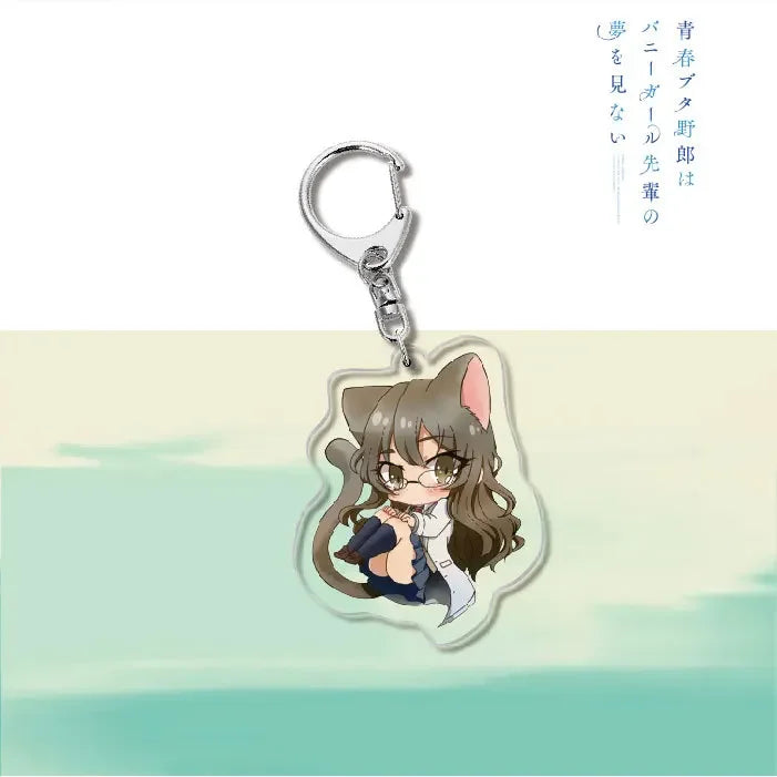 Anime Rascal Does Not Dream of Bunny Girl Keychain Cartoon Figure Senpai Sakurajima Mai Acrylic Pendant Keyring