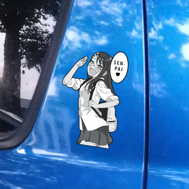 Black and White Anime Characters Waterproof Reflective Decals Body Window Fuel Tank Cover Decoration Beautification Stickers