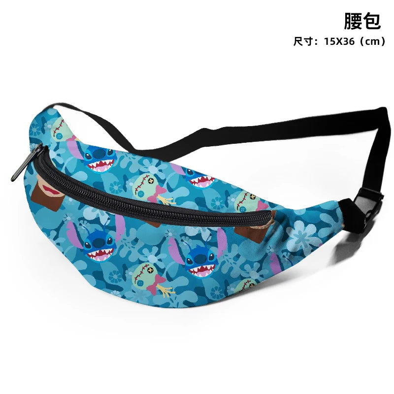 Disney Lilo & Stitch C54671 Anime Chest Bags Cartoon Customized Shoulder Waist Bag Casual Tote Storage Unisex Gift