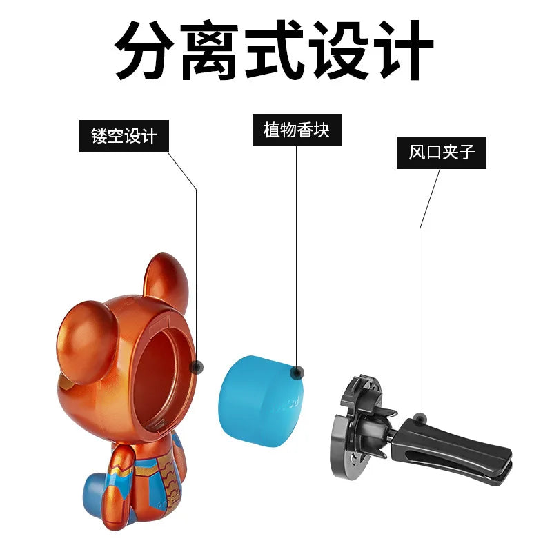 Disney Anime Marvel Movie Figure Iron Man Captain America Model Car Air Freshener Ornament Auto Vent Perfume Decor Accessories
