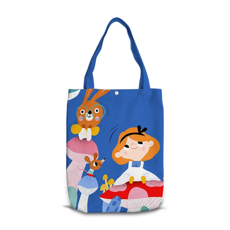 Disney Alice in Wonderland M0041 Anime Shoulder Bags Cartoon Customized Shopping Bag Casual Tote Storage Handbag Gift
