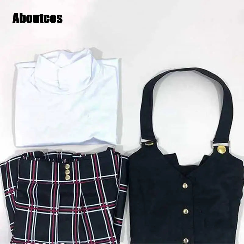 Aboutcos Anime P5/persona 5 Cosplay Costume Set Queen Makoto Niijima Cosplay Set Top+vest+skirt Halloween Harujuku Clothing