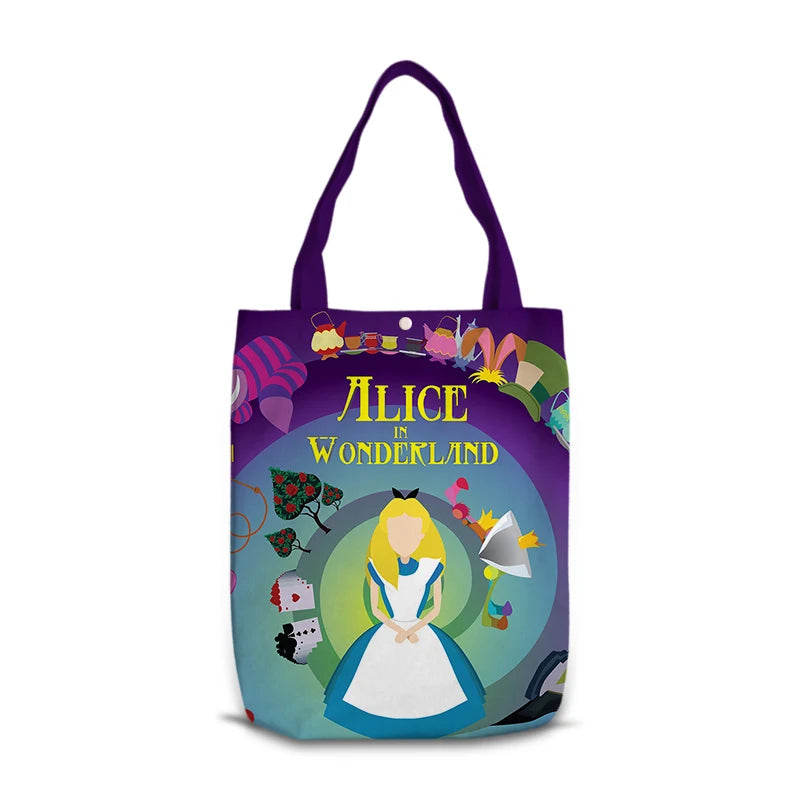 Disney Alice in Wonderland M0041 Anime Shoulder Bags Cartoon Customized Shopping Bag Casual Tote Storage Handbag Gift