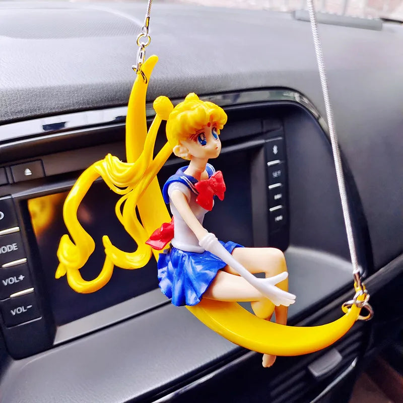 Car Pendant Cute Anime Swing Sailor Moon Hanging Auto Interior Rearview Mirror Beautiful girl Decoration Accessories Girls Gifts