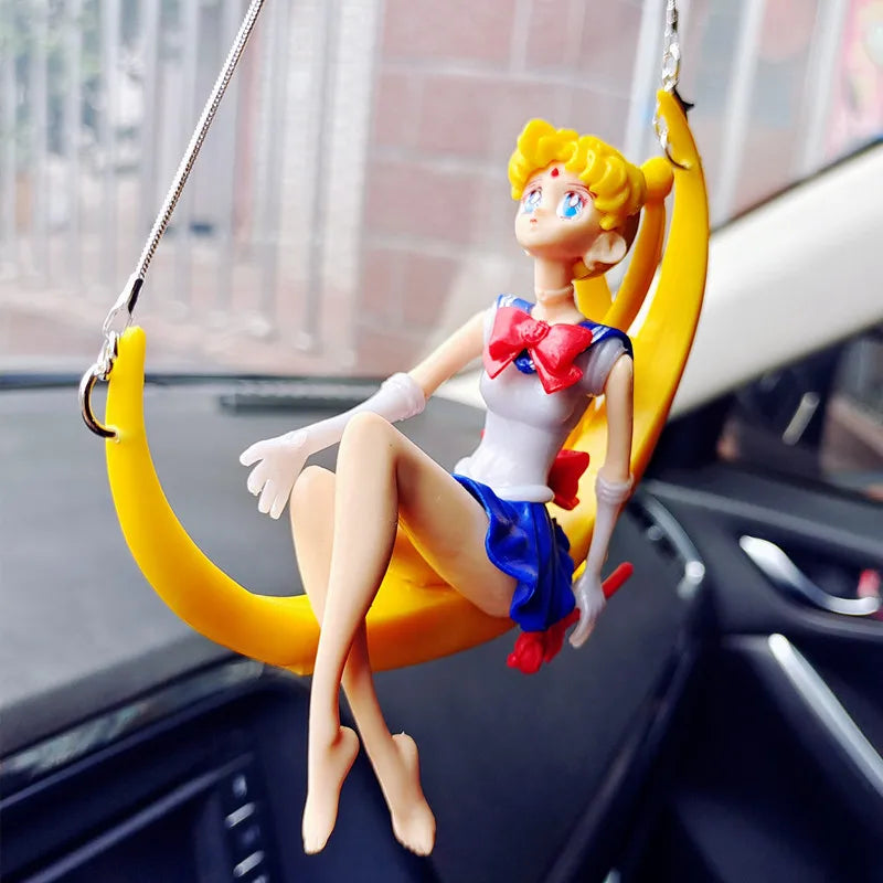 Car Pendant Cute Anime Swing Sailor Moon Hanging Auto Interior Rearview Mirror Beautiful girl Decoration Accessories Girls Gifts