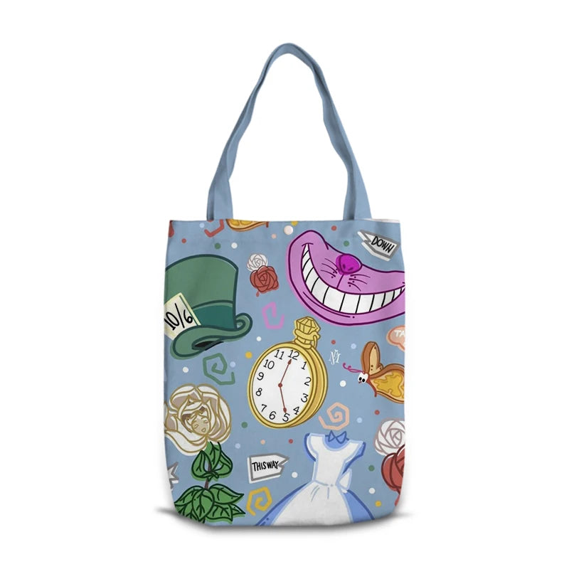 Disney Alice in Wonderland M0041 Anime Shoulder Bags Cartoon Customized Shopping Bag Casual Tote Storage Handbag Gift
