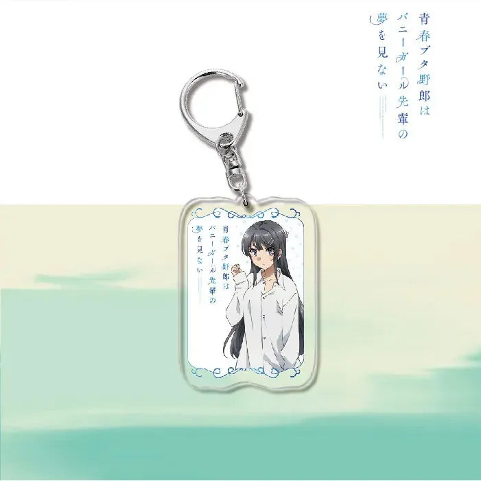Anime Rascal Does Not Dream of Bunny Girl Keychain Cartoon Figure Senpai Sakurajima Mai Acrylic Pendant Keyring