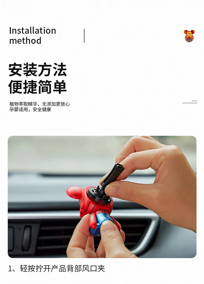 Disney Anime Marvel Movie Figure Iron Man Captain America Model Car Air Freshener Ornament Auto Vent Perfume Decor Accessories